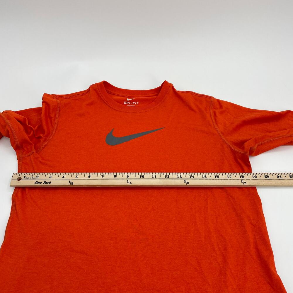 NIKE Youth Long Sleeve Shirt Size XL Orange Swoosh Logo Jersey Knit Layering - Picture 4 of 6